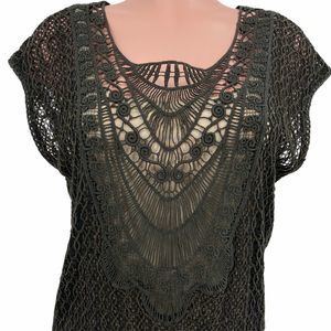 House of Harlow 1960 Green Lace Cap Sleeve Top